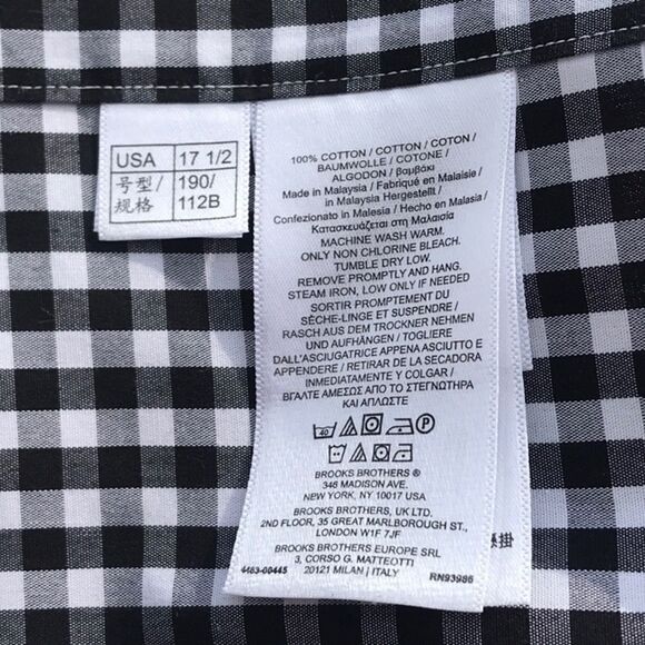 Brooks Brothers Regent check button up 17 1/2 - 33 - Picture 6 of 6